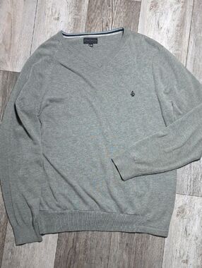 Volcom Corp Vintage Y2K V-neck Knit Cotton Blend Sweater Size Lg